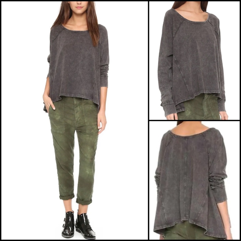 We The Free Black Acid Wash Dolman Sleeve Swing Shirt Top - Picture 2 of 9